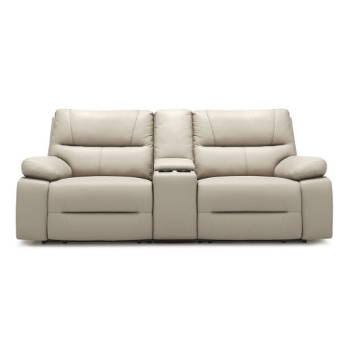 Malibu - Modern Power Motion 3 Piece Reclining Loveseat Sofa With Cup Holders - Cream Taupe Beige