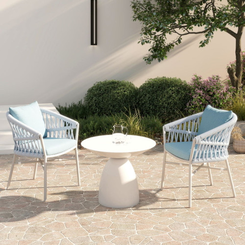 Maiden - Barrel Back Aluminum & Rope Outdoor Patio Dining Chair, Sunproof Olefin (Set of 2) Maiden - Barrel Back Aluminum & Rope Outdoor Patio Dining Chair, Sunproof Olefin (Set of 2)