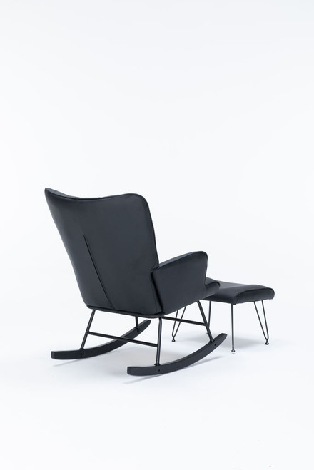 Rocking Accent Chair With Lumbar Pillow And Ottoman