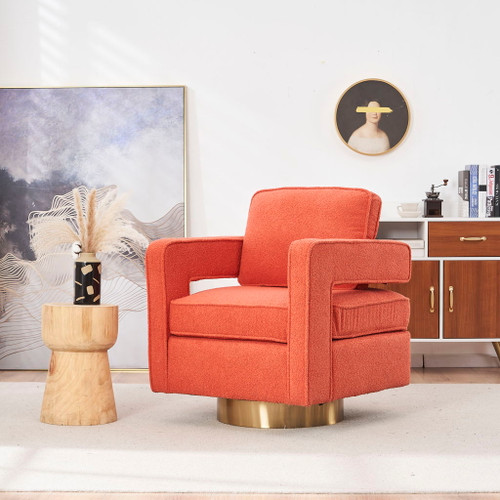 Swivel Barrel Chair For Living Room, 360 Degree Swivel Club Modern Accent Single Sofa Chair, Small Leisure Arm Chair For Nursery, Hotel, Bedroom - Orange
