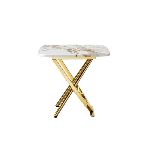 Contemporary Marble Pattern Top Table With Stainless Steel Base