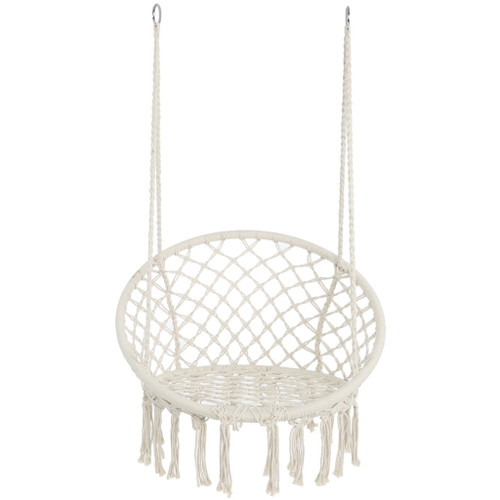 Macrame Hanging Hammock Chair, Cotton Rope Swing For Indoor And Outdoor Use