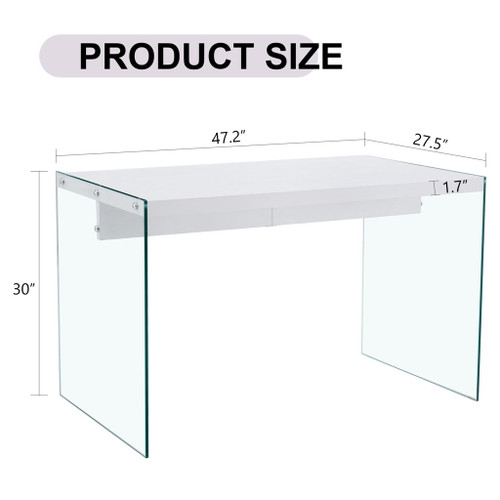Elegant And Clear Tempered Glass Coffee Table With Storage - White