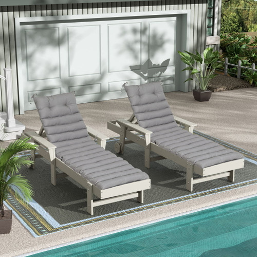 2 Piece Outdoor Chaise Lounge Chair Cushion Replacement Set