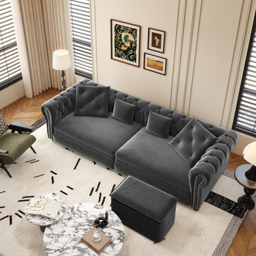 3 In 1 Pull Out Sofa Bed With Movable Ottoman