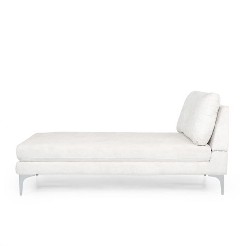 Fabric Upholstered Chaise Lounge With Iron Bracket Legs