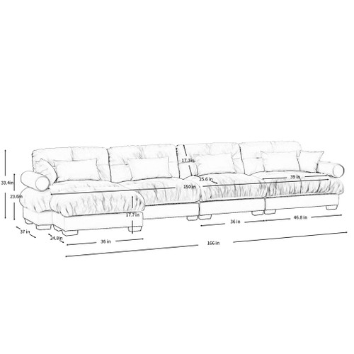 Super Comfort Oversized Modular Sectional Sofa With Movable Ottoman