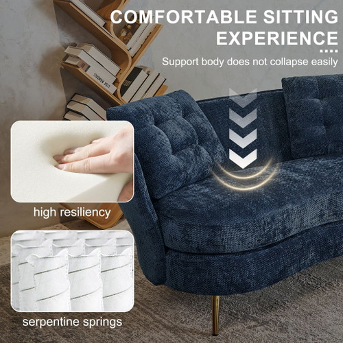Loveseat Sofa, Upholstered Couch With Metal Legs