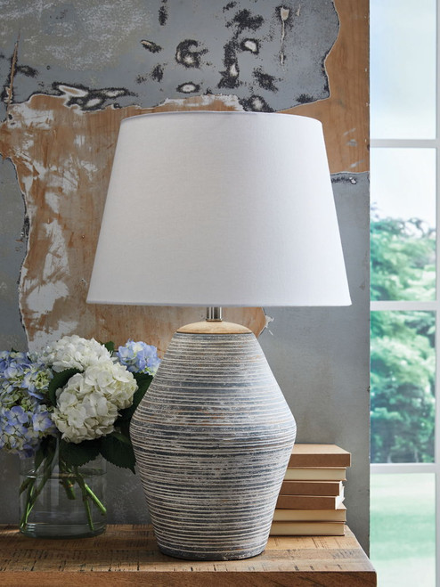 Lawrock - Antique Blue - Terracotta Table Lamp
