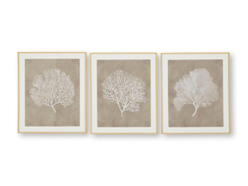Hendridge - Taupe / White - Wall Art Set (Set of 3)