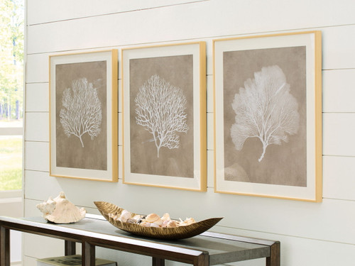 Hendridge - Taupe / White - Wall Art Set (Set of 3)
