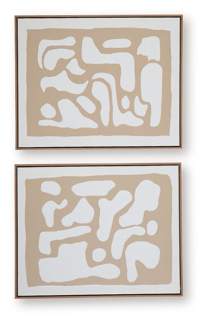 Waldett - Beige / White - Wall Art Set (Set of 2)