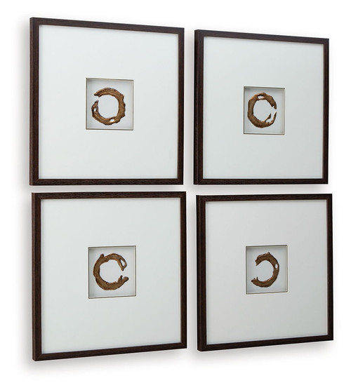 Dallbourne - White / Gold Finish - Wall Art Set (Set of 4)