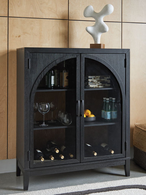 Armenleigh - Black / Brown - Bar Cabinet