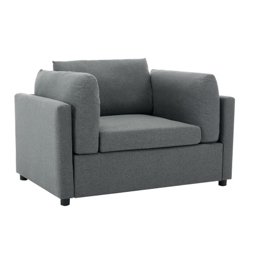 Wide Modern Oversized Armchair With Ottoman Stool, Single Sofa With Lumbar Support, Accent Chair