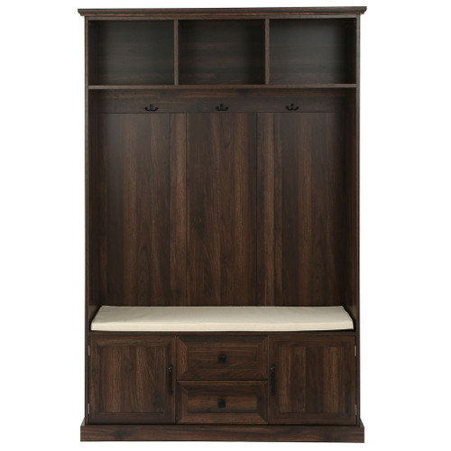 Hall Tree With 3 Hooks, Coat Hanger, Entryway Bench, Storage Bench, 3 In 1 Design