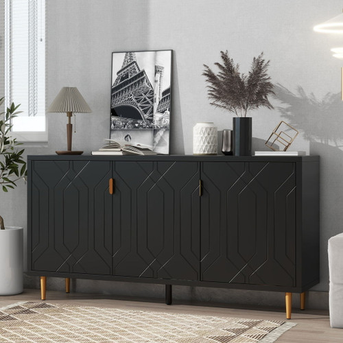 Modern TV Stand With 3 Doors And Adjustable Shelves