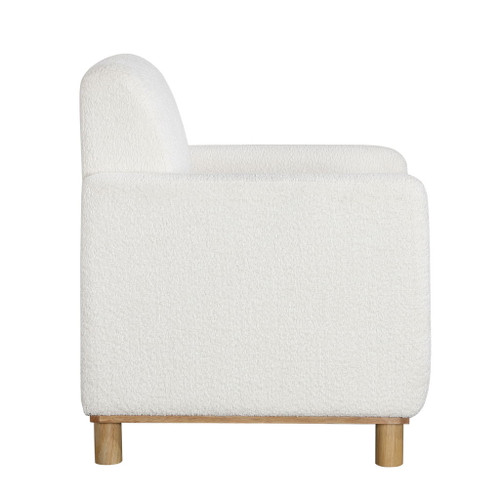 Mason - Boucle Fabric Arm Chair With Wooden Legs - White