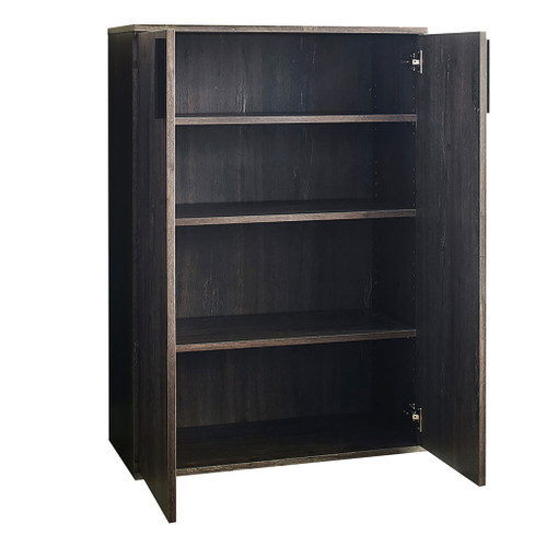 Luka - Farmhouse Rustic Five Shelf Wood Shoe Cabinet - Rustic Gray