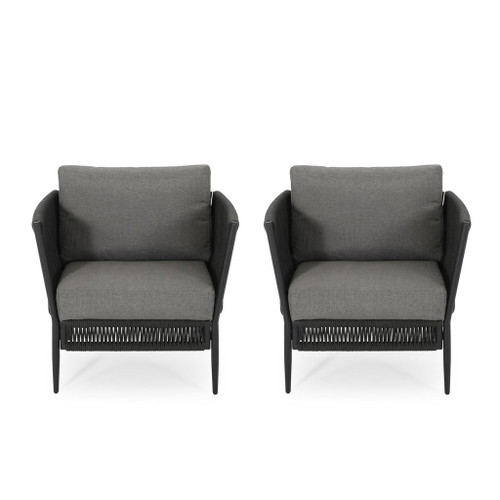 Hanford - Modern Club Chair With Woven Rope Design - Gray