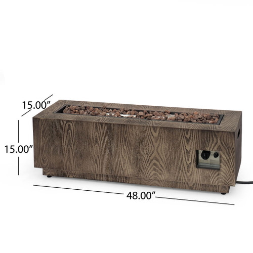 Wellington Square Iron Fire Pit With Wood Pattern Design And 50,000 Btu Output
