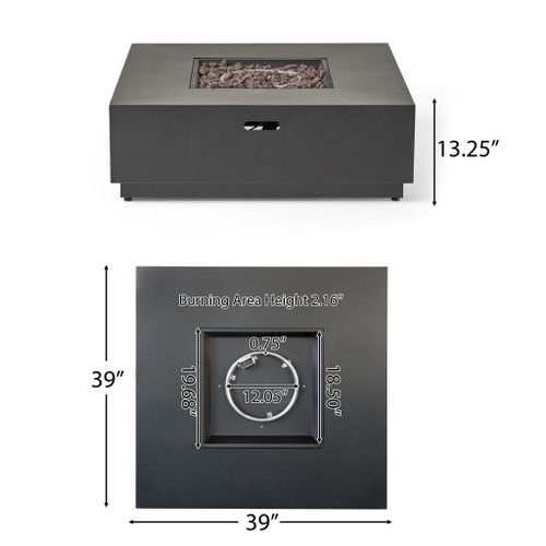 Modern Square Fire Pit With 50,000 Btu