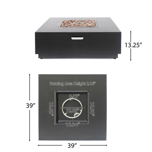 Modern Square Fire Pit With 50,000 Btu