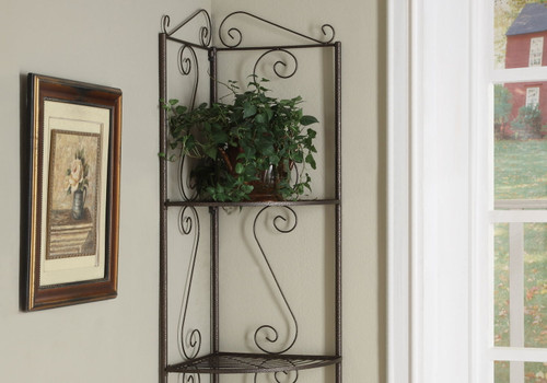 Etagere Bookcase Corner 4 Tier - Brown