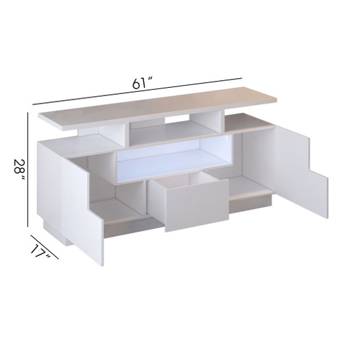 Alexa - Contemporary TV Stand With Lights In Glossy Melamine - White
