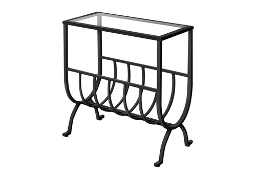 Accent Table Magazine Narrow Clear Tempered Glass - Brown