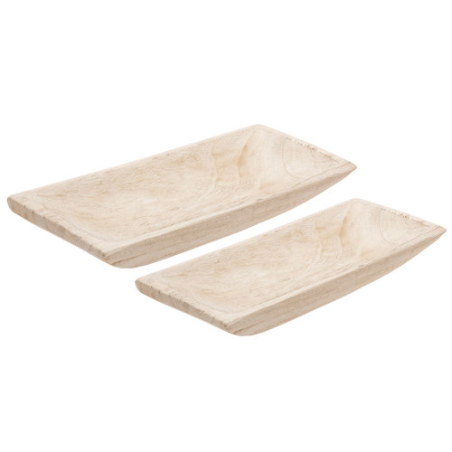 Wood Rectangular Tray (Set of 2) - White