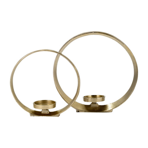 Metal Ring Shape Candle Holder 10 / 13" (Set of 2) - Gold