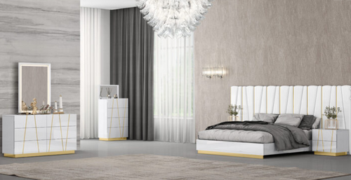 Olimpia White Bedroom Set - Bed & Dresser & Mirror & Night Stand SET-OLI-I Olimpia White Bedroom Set - Bed & Dresser & Mirror & Night Stand SET-OLI-I