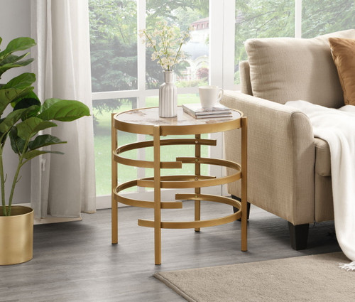 Elegant Round Table With Sintered Stone Top & Sturdy Metal Frame