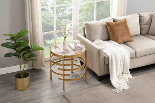 Elegant Round Table With Sintered Stone Top & Sturdy Metal Frame