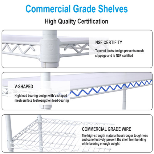 6 Tier 6000Lbs Capacity Nsf Metal Shelf Wire Shelving Unit, Heavy Duty Adjustable Storage Rack With Wheels & Shelf Liners For Commercial Grade Utility Steel Storage Rack