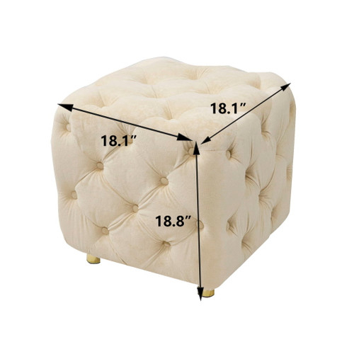 Modern Upholstered Ottoman, Exquisite Small End Table, Soft Foot Stool, Dressing Makeup Chair, Comfortable Seat For Living Room, Bedroom, Entrance