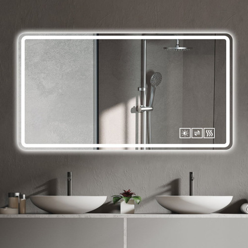 Bathroom Mirror Vanity Mirrors With Front Lights, Wall Mounted, Anti-Fog, Frameless, Horizontal Or Vertical