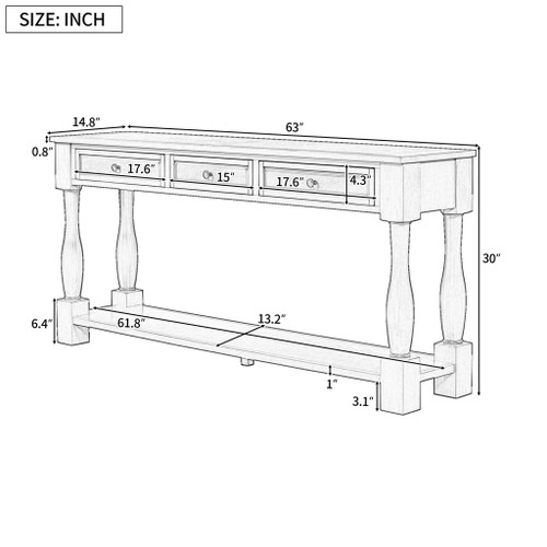 Console Table Long Console Table With Drawers And Shelf For Entryway, Hallway, Living Room