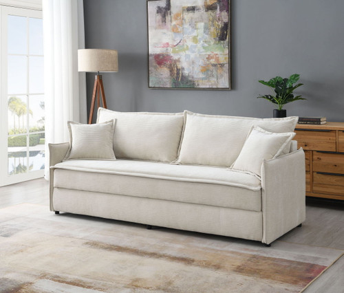 Elisea - Sleeper Sectional Sofa With 2 Toss Pillows - Beige Elisea - Sleeper Sectional Sofa With 2 Toss Pillows - Beige