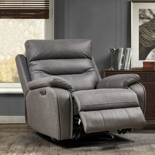 Liyasi - Dual Okin Motor Rocking And 240° Swivel Single Sofa Seat Recliner Chair Infinite Position, Head Rest With Power Function