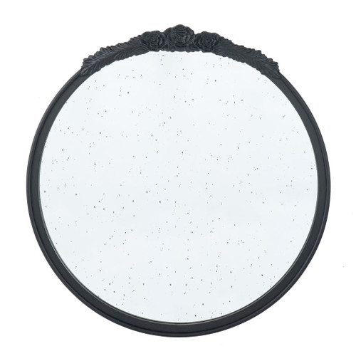 Round Hand Carved Rose Antique Mirror Frame, Wall Mirror For Live Space