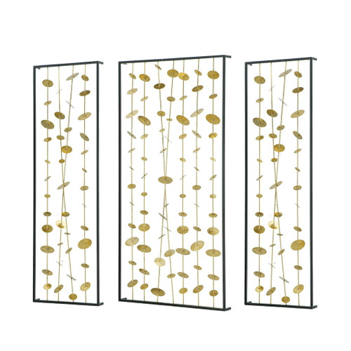 Metal Decorative Wall Art With Frame, Wall Decor For Living Room (Set of 3) - Gold