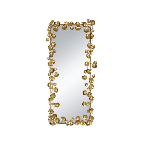 Full Length Mirror With en Leaf Accents, Floor Miiror For Living Room Bedroom - Gold