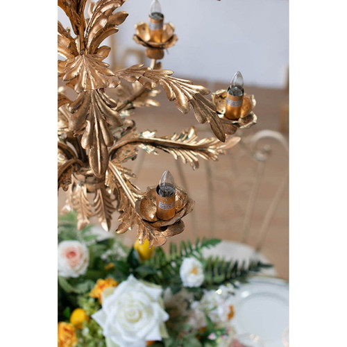 6 Light Metal Chandelier, Hanging Light Fixture With Adjustable Chain For Kitchen Dining Room Foyer Entryway, Bulb Not Included - Gold