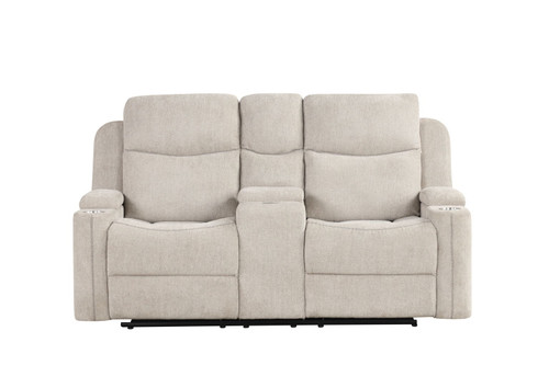 Galya - Motion Loveseat With Console - Light Gray