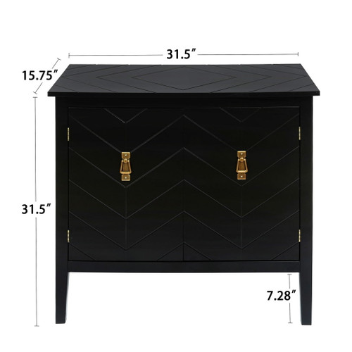 Vintage Style 2 Door Wooden Sideboard Cabinet For Living Room, Dining Room, Or Office - Black Wood