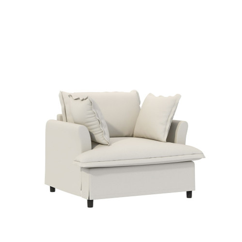 Living Room Set Modular Sectional Couch, Upholstered Sofa & Armchair & Movable Ottoman