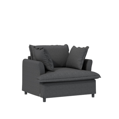 Living Room Set Modular Sectional Couch, Upholstered Sofa & Armchair & Movable Ottoman