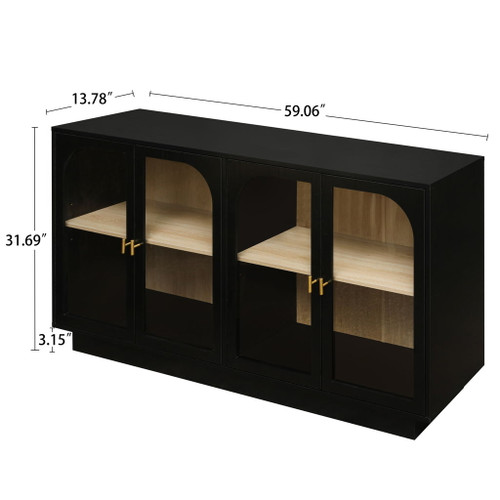 Storage Cabinet With Door For Living Room, Dining Room - Black
